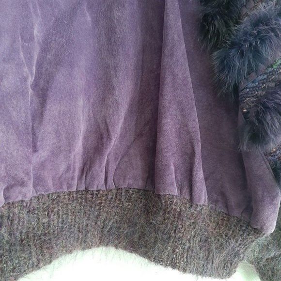 VINTAGE Purple Mohair Wool Suede & Fox Fur Sweater Sz M - Picture 10 of 12